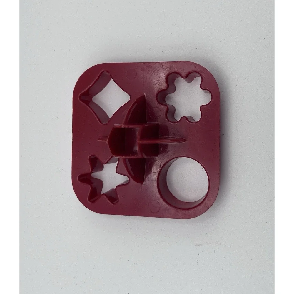 Vintage Tupperware 4-in-1 Cookie Cutter - Maroon Red Multi-Shape Press - Picture 3 of 4